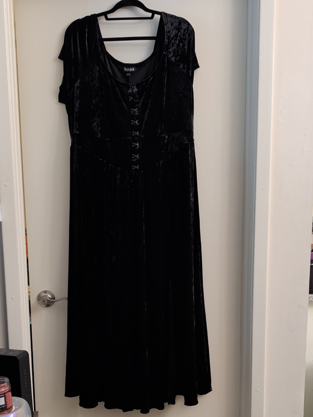 Torrid Nightfall Collection Black Velvet Maxi Dress with Front Button Detail
